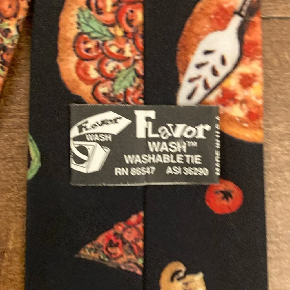 Pizza Print Necktie Novelty Foodie Washable Flavor Wear Made in USA